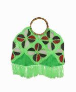 bolsa de piel verde fluorescente